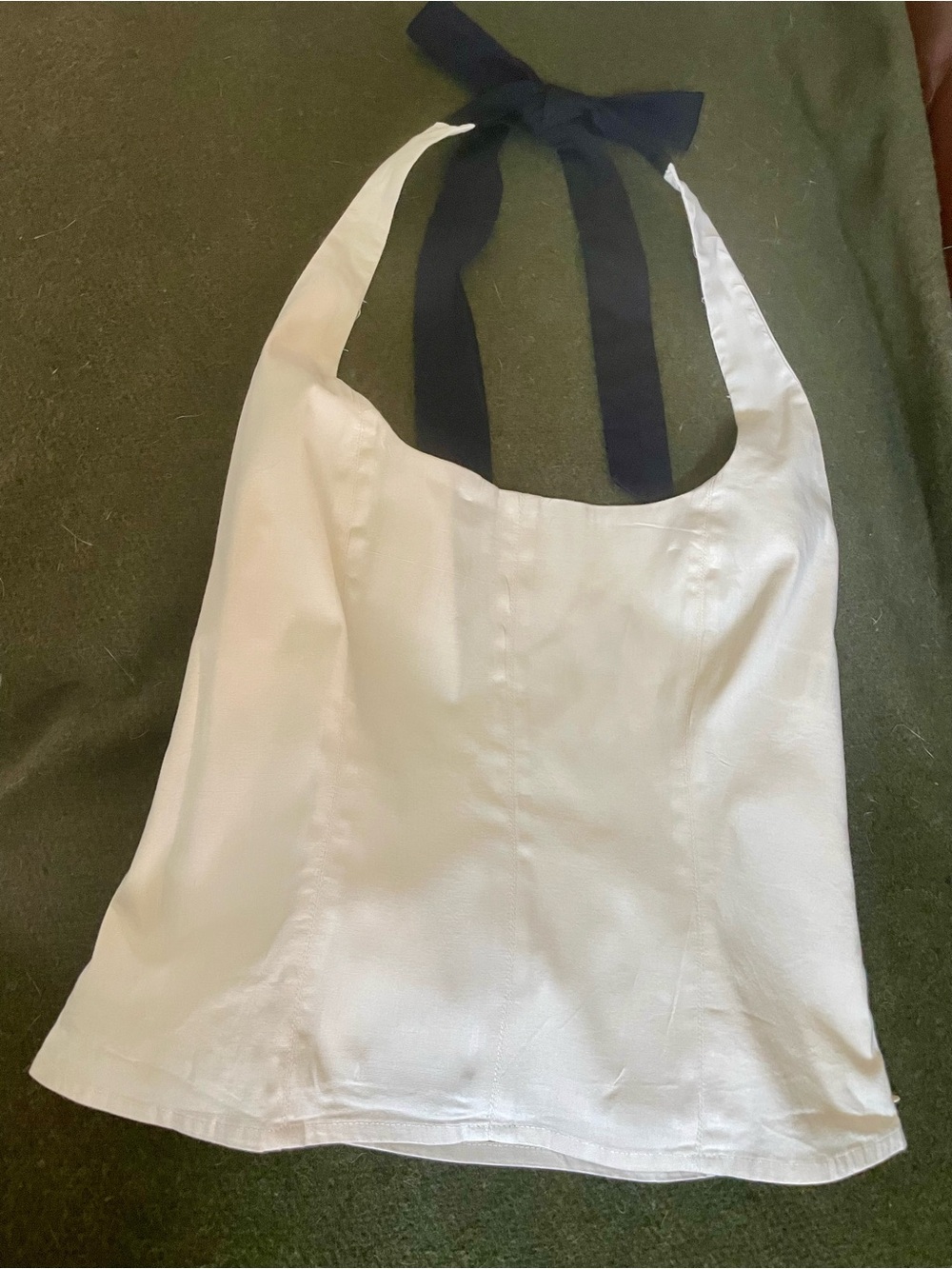 Free People Cream Halter Top with Black Tie- Large - Picture 4 of 7